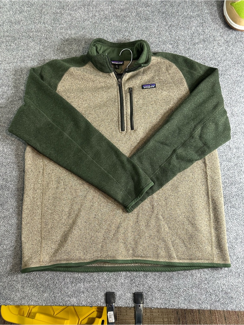 Patagonia Men's Better Sweater Grey and Olive Zip-Up Fleece Pullover